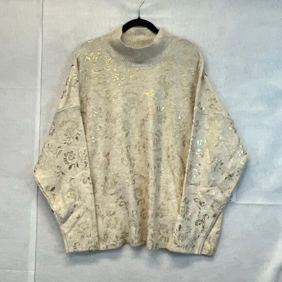 NWT LIZ CLAIBORNE Women’s Plus Sweater 3X Mock Neck Gold Scroll Pullover LS NEW - Picture 5 of 16